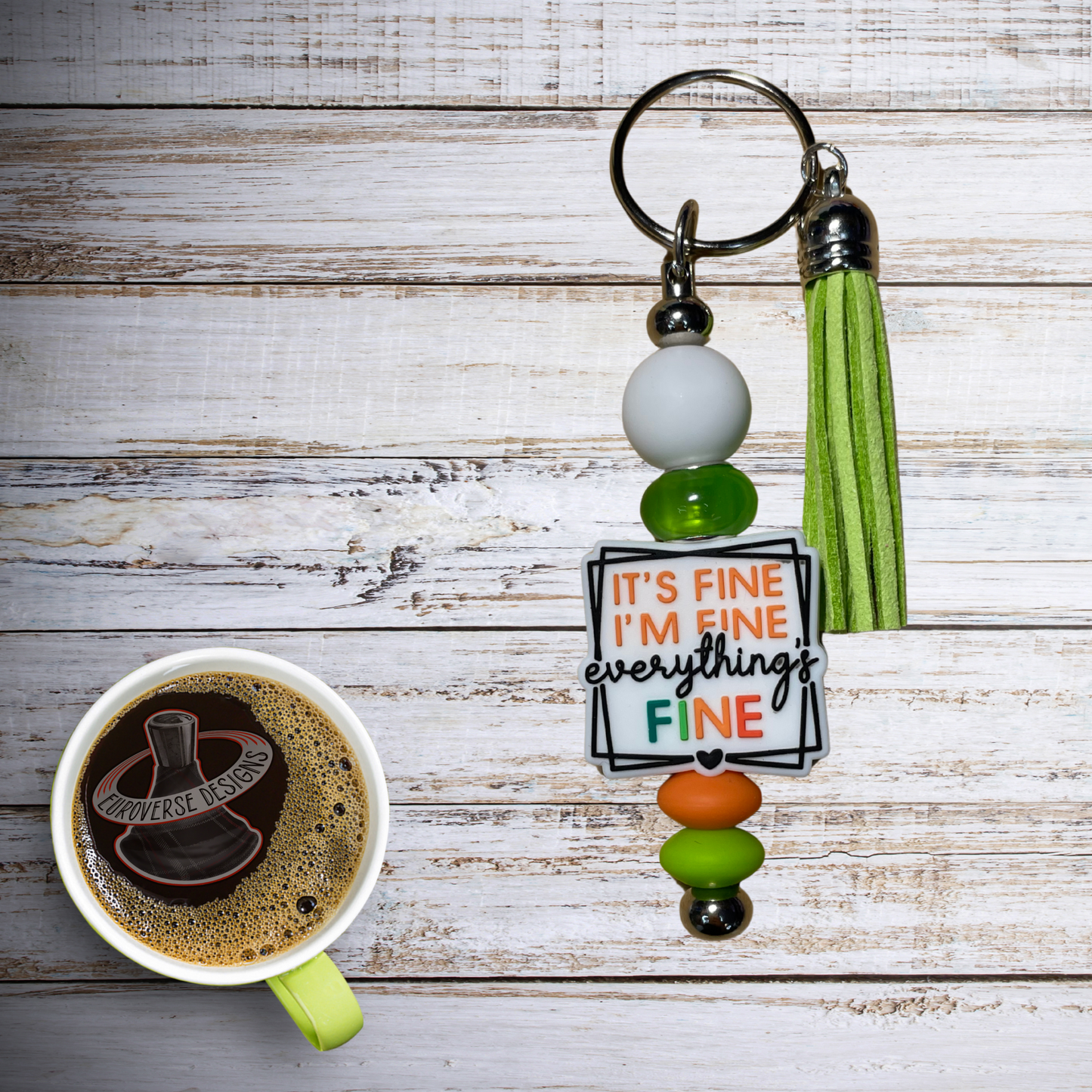 It's Fine I'm Fine Keychain (Silver)