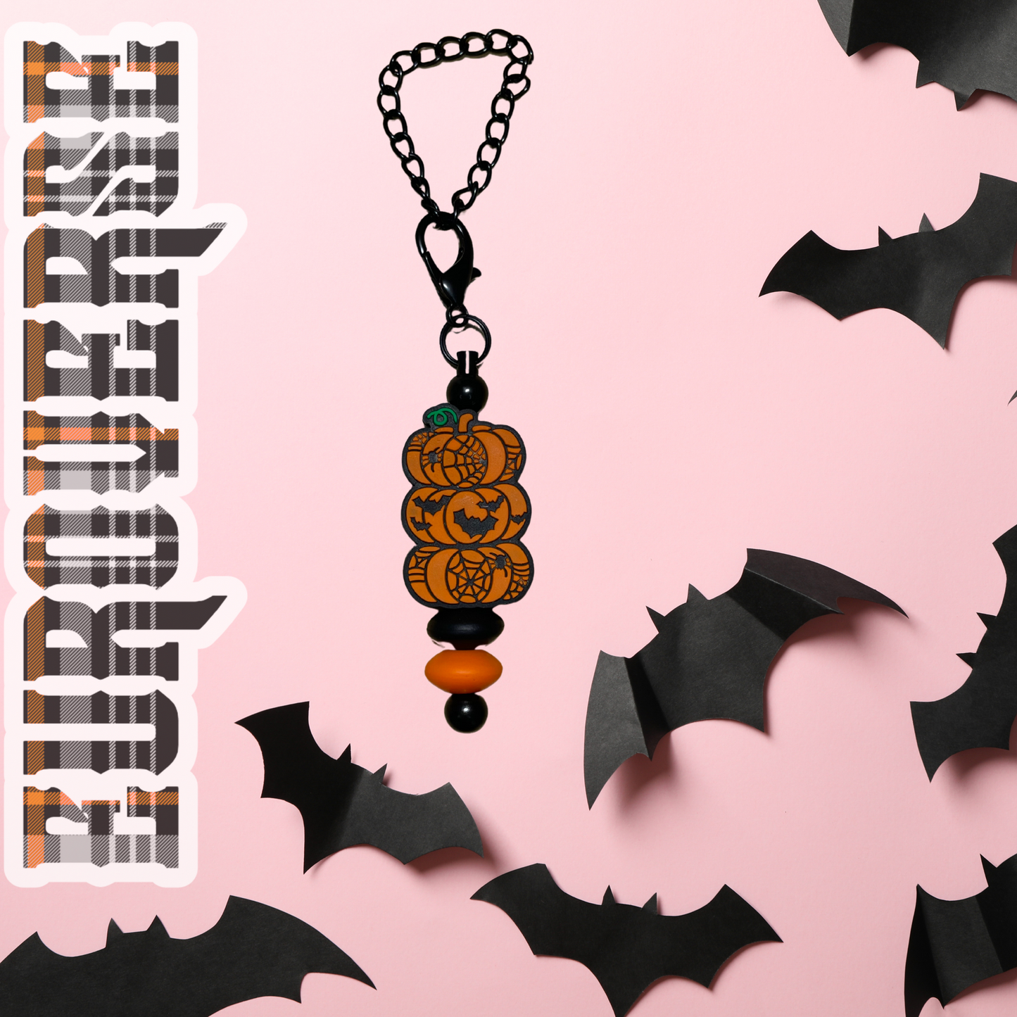 Orange Spooky Pumpkins Dangly Cup Charm (Black)