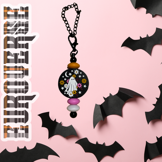 Flower Ghost Dangly Cup Charm (Black)