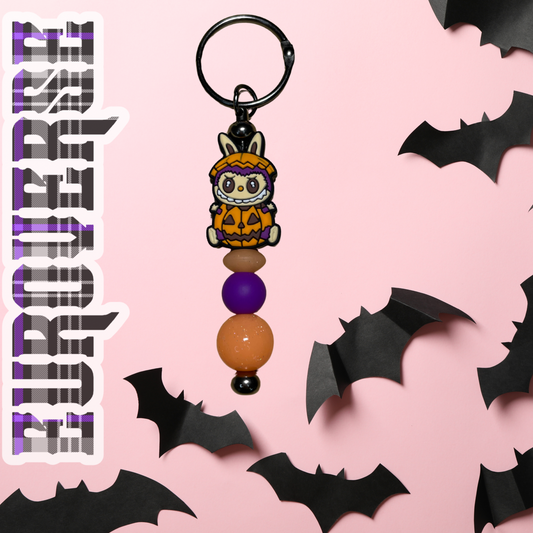 Pumpkin Labubu Keychain (GunMetal)