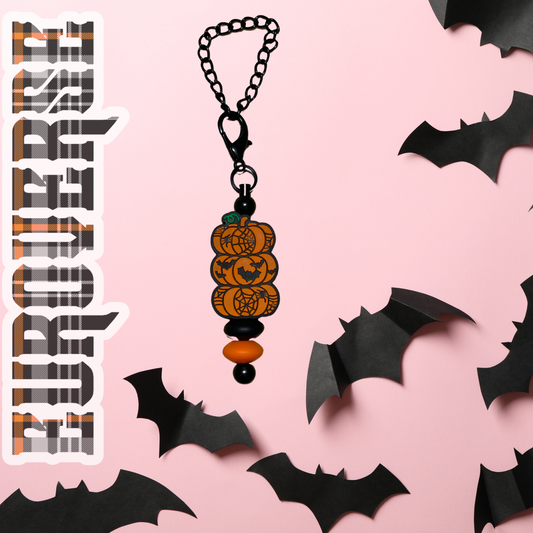 Orange Spooky Pumpkins Dangly Cup Charm (Black)