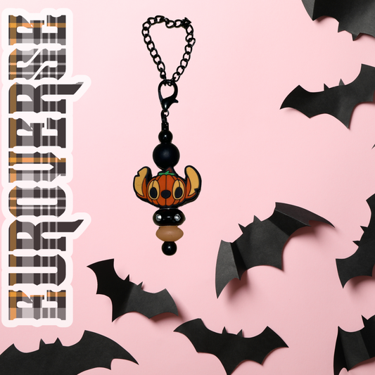 Pumpkin Stitch Head Dangly Cup Charm (Black)