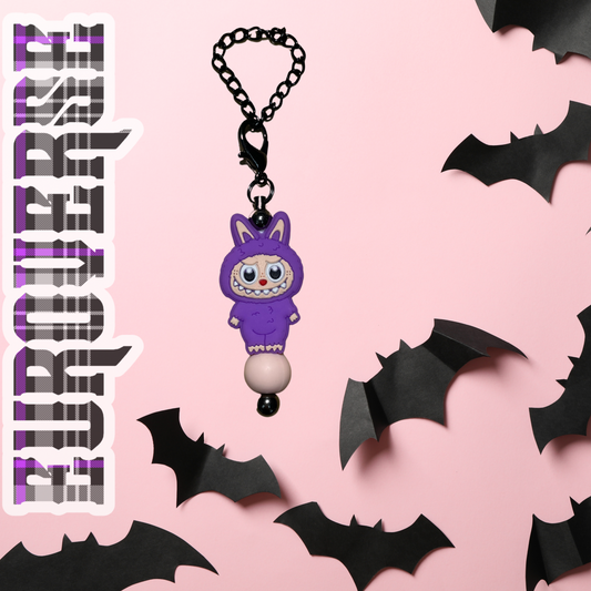Purple Labubu Dangly Cup Charm (GunMetal)