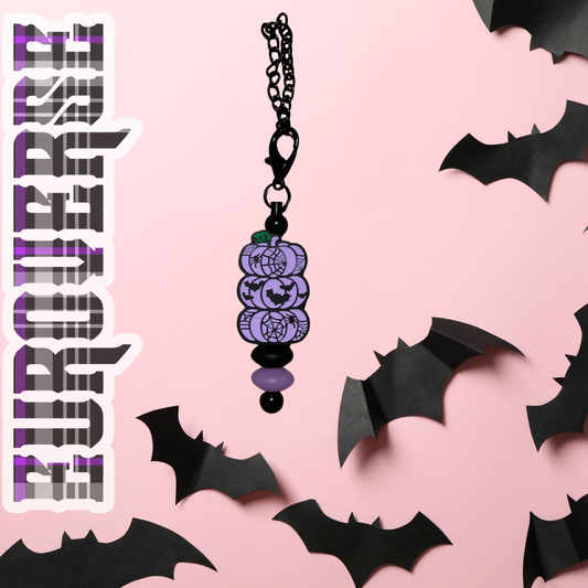 Purple Spooky Pumpkins Dangly Cup Charm (Black)
